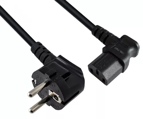 Omrežni kabel CEE 7/7 90° na C13 90° desno, 1mm², VDE, črn, dolžina 3,00 m
