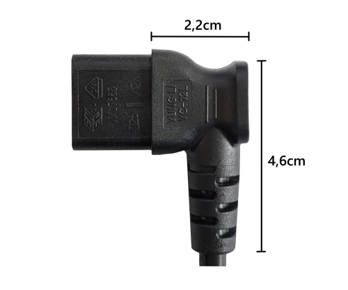Netzkabel CEE 7/7 90° auf C13 90° rechts, 1mm², VDE, schwarz, Länge 5,00m