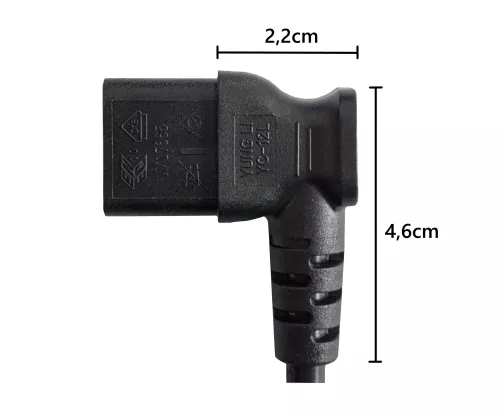 Omrežni kabel CEE 7/7 90° na C13 90° desno, 1mm², VDE, črn, dolžina 3,00 m