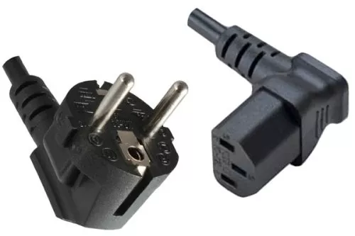Power Cord CEE 7/7 90° to C13 90°, 1mm², VDE, black, length 5,00m