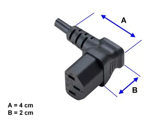 Netzkabel CEE 7/7 90° auf C13 90° u/o, 1mm², VDE, schwarz, Länge 5,00m