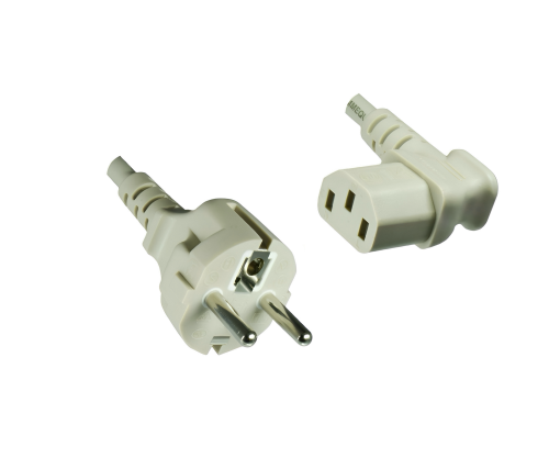Võrgukaabel CEE 7/7 kuni C13 90°, 0.75mm², VDE, hall, pikkus 2.00m