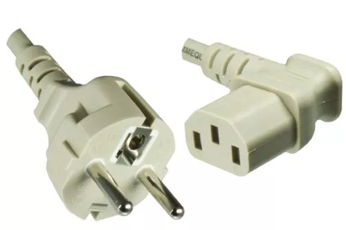 Síťový kabel CEE 7/7 na C13 90°, 0,75 mm², VDE, šedý, délka 2,00 m