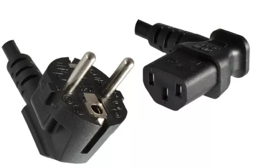 Netzkabel CEE 7/7 90° auf C13 90° links, 1mm², VDE, schwarz, Länge 3,00m