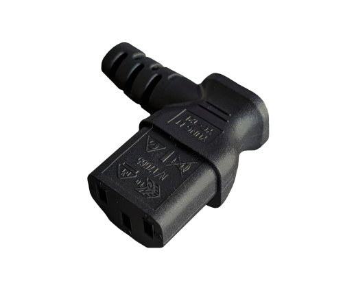 Netzkabel CEE 7/7 90° auf C13 90° links, 0,75mm², VDE, schwarz, Länge 1,80m