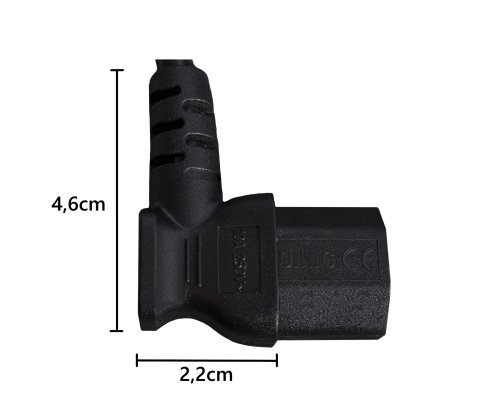 Netzkabel CEE 7/7 90° auf C13 90° links, 0,75mm², VDE, schwarz, Länge 1,80m