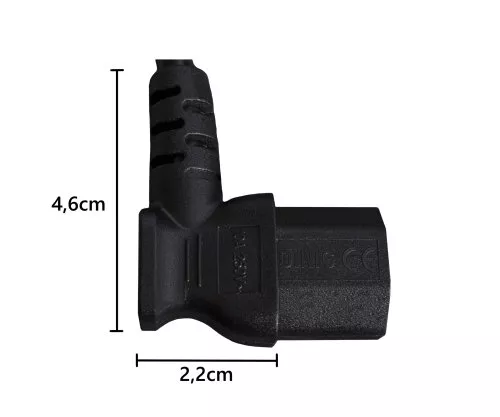 Síťový kabel CEE 7/7 90° na C13 90° vlevo, 1mm², VDE, černý, délka 3,00m