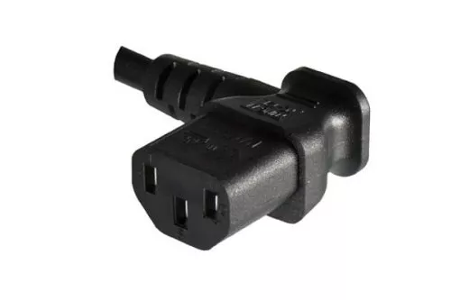 Netzkabel CEE 7/7 90° auf C13 90° links, 0,75mm², VDE, schwarz, Länge 1,80m
