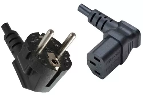 Power Cord CEE 7/7 90° to C13 90°, 0,75mm², VDE, black, length 1,80m