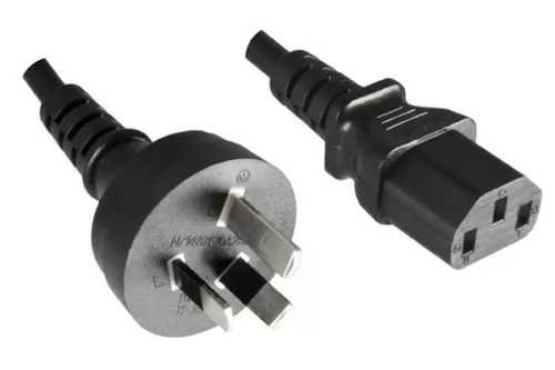 Cable de alimentación Australia tipo I a C13, 1mm², 5m AUS 3pin tipo I/IEC 60320-C13, SAA, negro