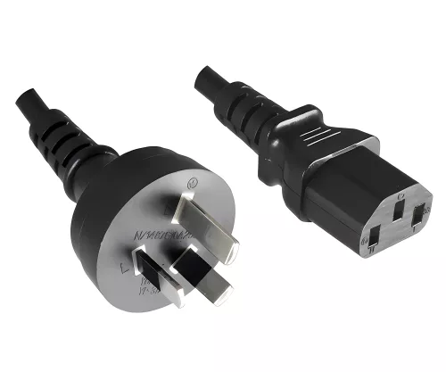 Netzkabel Australien Typ I auf C13, 1mm², AUS 3pin Typ I/IEC 60320-C13, SAA, schwarz, Länge 5m