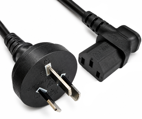 Cablu de alimentare Australia tip I la C13 90°, 0.75mm², SAA, negru, lungime 1.80m