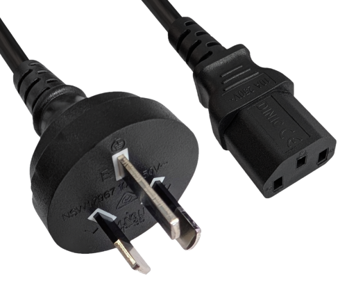 Virtajohto Australia tyyppi I - C13, 1mm², SAA, musta, pituus 3.00m.