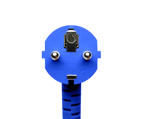 Câble secteur Europe CEE 7/7 90° sur C13, 0,75mm², VDE, bleu, longueur 1,80m