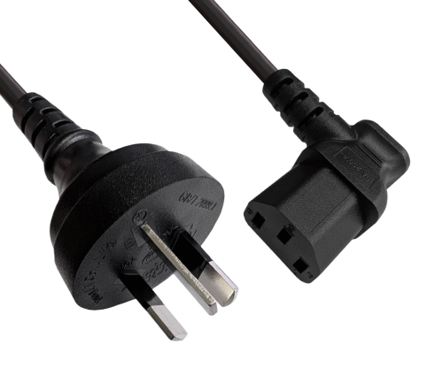 Cabo de alimentação China tipo I para C13 90°, 0,75mm², aprovação: CCC, preto, comprimento 1,80m