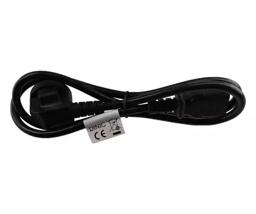 Maitinimo kabelis Danija, K 90°-C13 tipo, 0,75 mm², patvirtinimai: VDE/DEMKO, juodos spalvos, ilgis 1,00 m