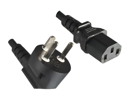 Cavo di rete Danimarca tipo K 90° a C13, 1mm², omologazione: DEMKO, nero, lunghezza 3,00m