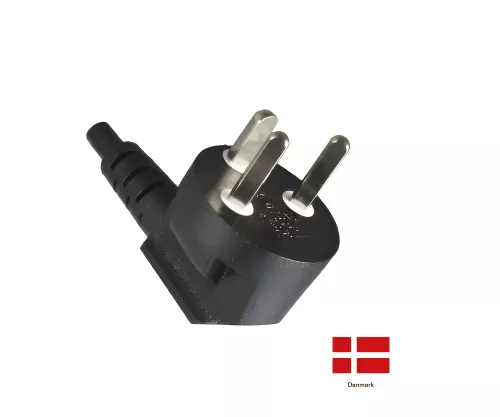 Netzkabel Dänemark Typ K 90° auf C13, 1mm²