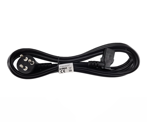Cabo de rede Dinamarca tipo K 90° para C13 90°, 0,75 mm², aprovações: VDE/DEMKO, preto, comprimento 1,80m