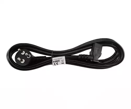 Maitinimo kabelis Danija, K 90°-C13 90°, 0,75 mm², patvirtinimai: VDE/DEMKO, juodos spalvos, ilgis 1,80 m