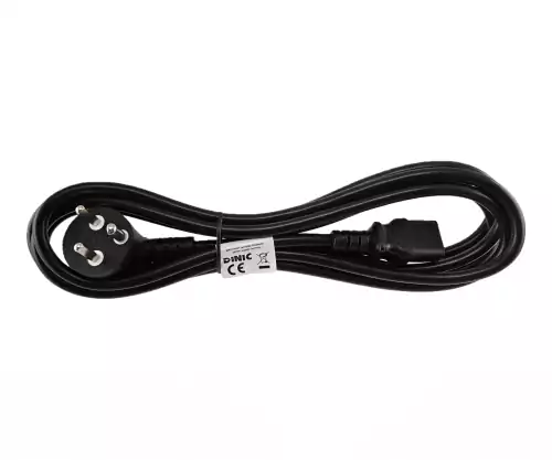 Maitinimo kabelis Danija, K 90°-C13 tipo, 0,75 mm², patvirtinimai: VDE/DEMKO, juodos spalvos, ilgis 1,80 m