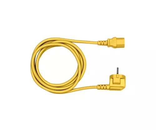 Cavo di rete Europa CEE 7/7 90° a C13, 0,75mm², VDE, giallo, lunghezza 1,80m Cavo di rete Europa CEE 7/7 90° a C13, 0,75mm², VDE, giallo, lunghezza 1,80m