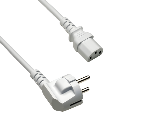 Síťový kabel Europe CEE 7/7 90° na C13, 0,75 mm², VDE, šedý, délka 1,80 m