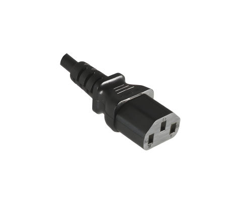 Power cable India type M to C13, 1.5mm², 16A, approval: BIS, black, length 5.00m