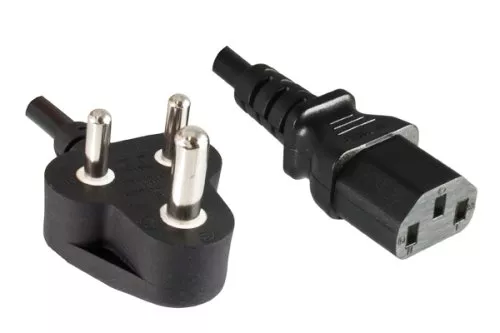 Síťový kabel Indie typ D na C13, 1mm², homologace: BIS, černý, délka 5,00m