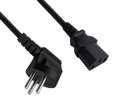 Cabo de rede eléctrica Israel tipo H para C13, 0,75mm², homologação: SII, preto, comprimento 1,80m