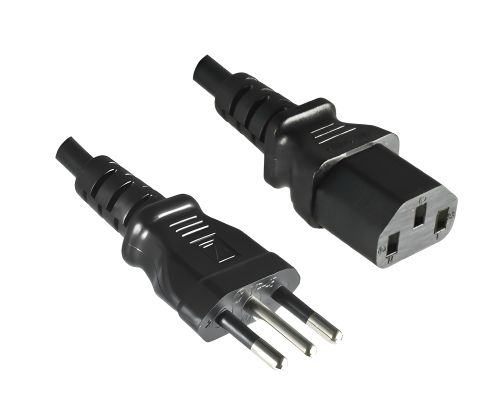 Mains cable Italy type L to C13, 1mm², approval: IMQ, black, length 5.00m