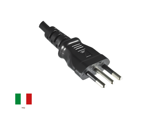 Mains cable Italy type L to C13, 1mm², approval: IMQ, black, length 5.00m