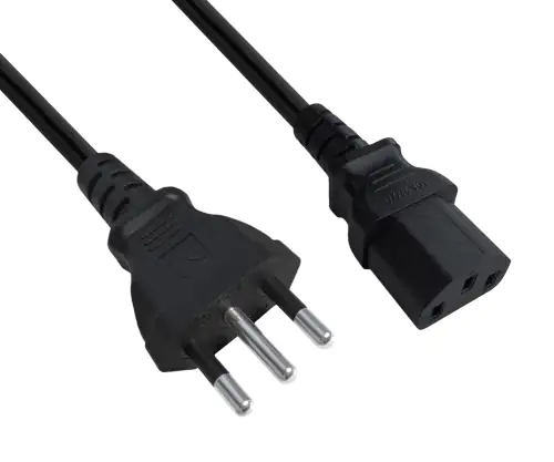 Võrgukaabel Itaalia tüüp L kuni C13, 1mm², tüübikinnitus: IMQ, must, pikkus 3,00m.