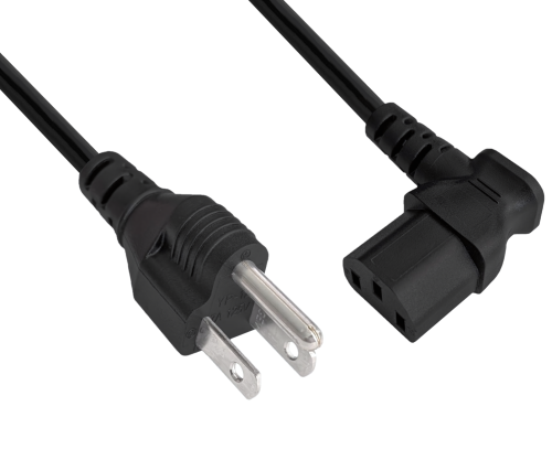Cabo de rede eléctrica Japão tipo B para C13 90°, 0,75 mm², aprovações: JET/PSE, VCTF, preto, comprimento 1,80m