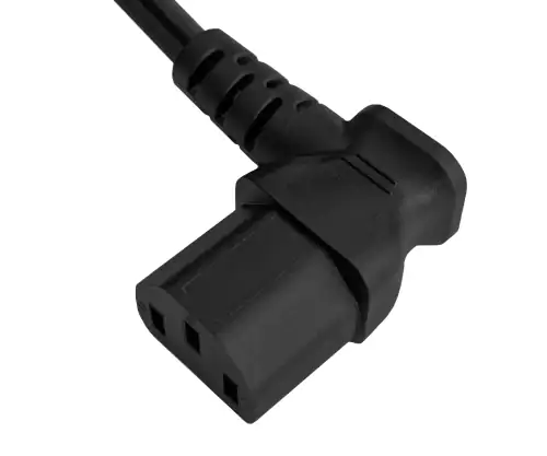 Netkabel Japan type B naar C13 90°, 0,75mm², goedkeuringen: JET/PSE, VCTF, zwart, lengte 1,80m