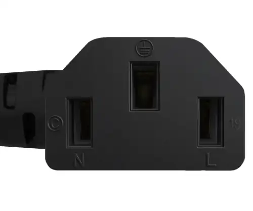 Netkabel Japan type B naar C13 90°, 0,75mm², goedkeuringen: JET/PSE, VCTF, zwart, lengte 1,80m