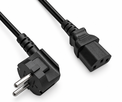 Verkkokaapeli Korea tyyppi CEE 7/4 - C13, 1mm², hyväksyntä: KTL, musta, pituus 5.00m.
