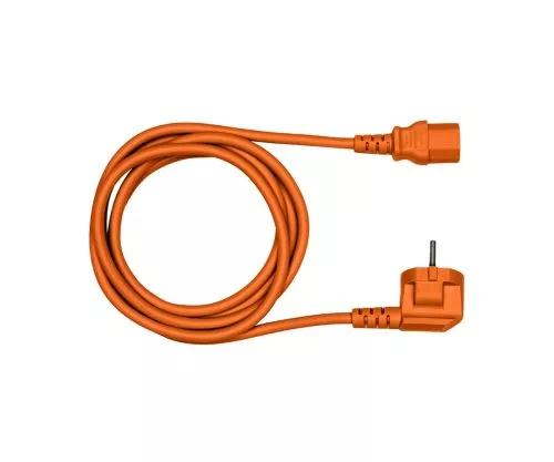 Mains cable Europe CEE 7/7 90° to C13, 0.75mm², VDE, orange, length 1.80m