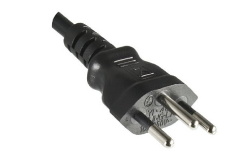 Netzkabel Schweiz Typ J (teilisoliert) auf C13 90°, 1mm², Zulassung: SEV, schwarz, Länge 3,00m