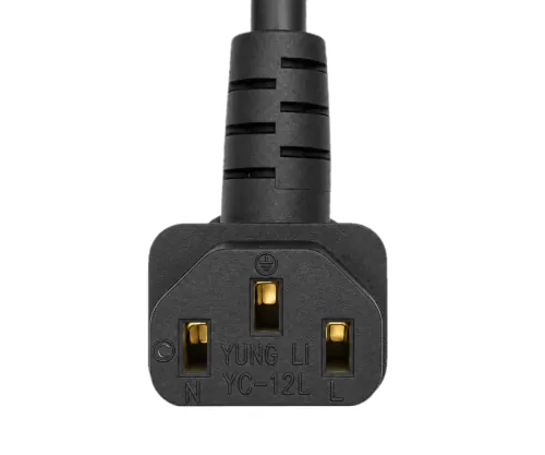 Cablu de rețea Elveția tip J (parțial izolat) la C13 90°, 0,75mm², omologare: SEV, negru, lungime 1,80m