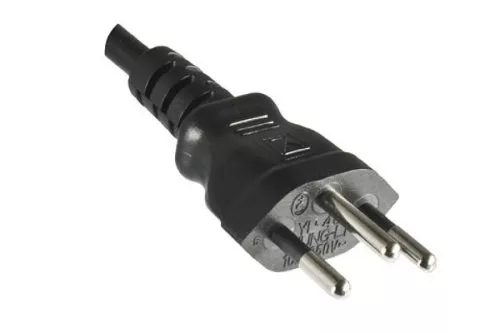 Power cord Switzerland type J (partly insulated) to C13 90°, 0,75mm², approval: SEV, black, length 1,80m