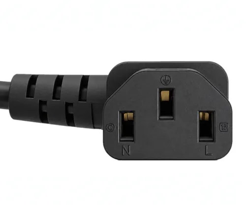 Cablu de rețea Elveția tip J (parțial izolat) la C13 90°, 1mm², omologare: SEV, negru, lungime 3.00m
