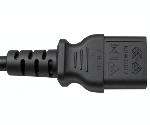 Omrežni kabel Švica, tip J (delno izoliran) za C13, 0,75 mm², homologacija: SEV, črn, dolžina 1,00 m
