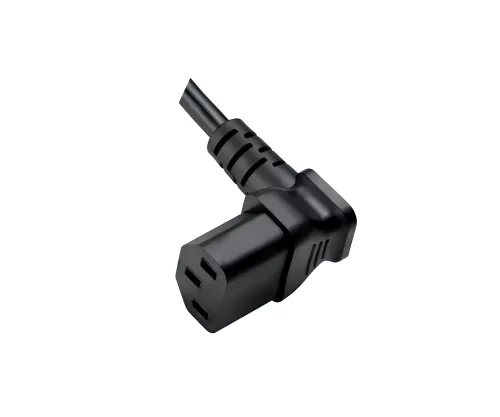 Mains cable England UK type G 10A to C13 90°, 0.75mm², approved: ASTA / SASO /HK and Singapore SM, black, length 1.80m