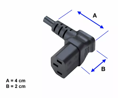 Mains cable England UK type G 10A to C13 90°, 0.75mm², approved: ASTA / SASO /HK and Singapore SM, black, length 1.80m