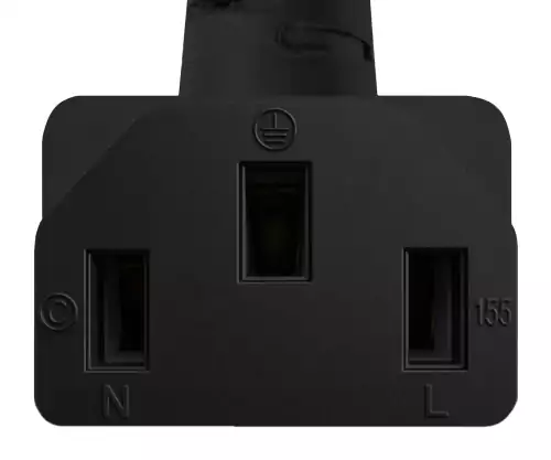 Netkabel Engeland UK type G 10A naar C13 90°, 0,75mm², goedgekeurd: ASTA / SASO /HK en Singapore SM, zwart, lengte 1,80m