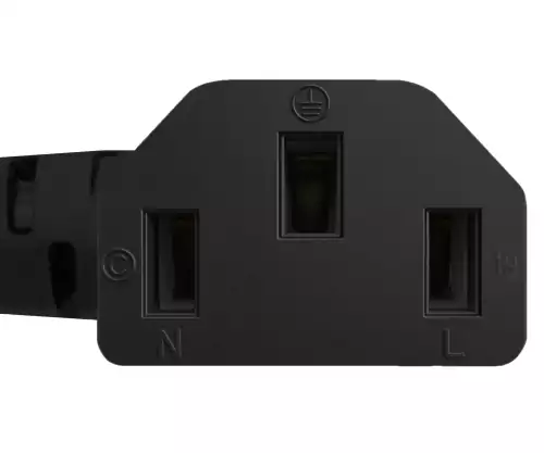 Netkabel Engeland UK type G 10A naar C13 90°, 0,75mm², goedgekeurd: ASTA /SASO /HK en Singapore SM, zwart, lengte 2,00m