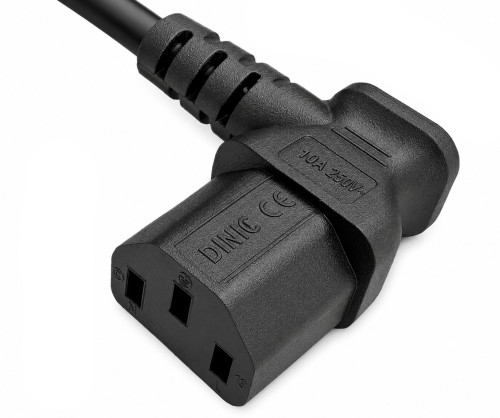 Καλώδιο δικτύου Αγγλίας τύπου G 10A σε C13 90°, 0.75mm², εγκεκριμένο: ASTA /SASO /HK και Singapore SM, μαύρο, μήκος 2.00m
