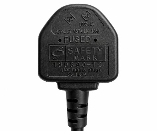 Καλώδιο δικτύου Αγγλίας τύπου G 10A σε C13 90°, 0.75mm², εγκεκριμένο: ASTA /SASO /HK και Singapore SM, μαύρο, μήκος 2.00m