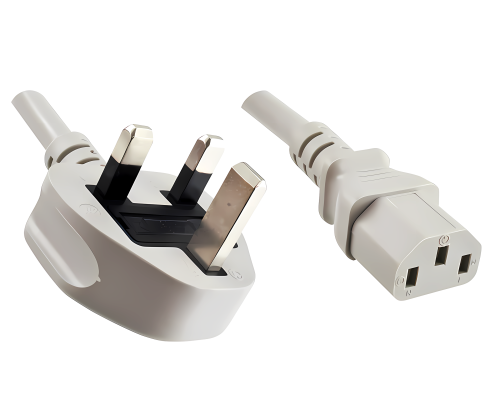 Mains cable England UK type G 13A to C13, 1.5mm², approval: ASTA /SASO /HK and Singapore SM, grey, length 2.50m